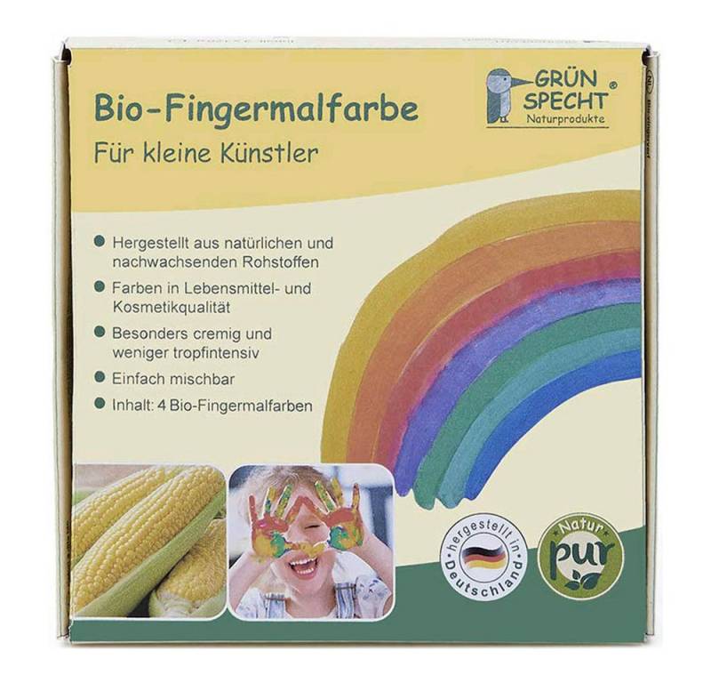 GRÜNSPECHT Fingerfarbe Bio-Fingermalfarbe - gelb, rot, blau, grün von GRÜNSPECHT
