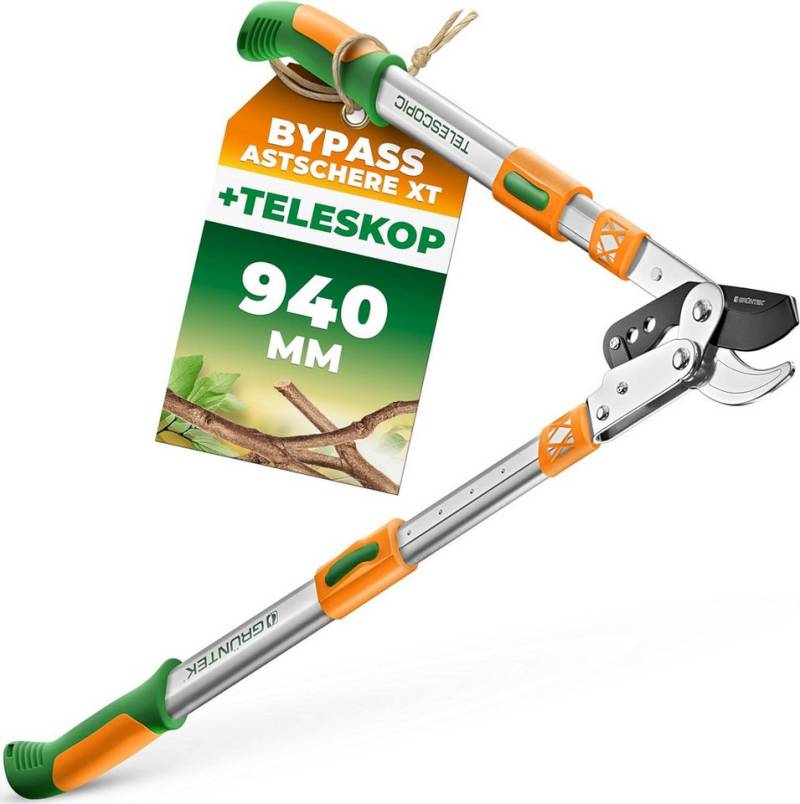 GRÜNTEK Astschere Teleskop-Astschere XT 685 - 940 mm, Bypass Smart-Cut Baumschere, Gehärtete Klinge mit 82 mm Länge, rutschfeste 2-Komponenten-Griffe von GRÜNTEK
