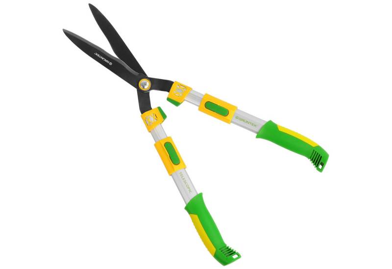 GRÜNTEK Heckenschere Teleskop-Heckenschere Q-32, 680-825mm, Professionelle gehärtete Klinge, 240 x 65 mm, 4-Fach verstellbare Alu-Griffe von GRÜNTEK