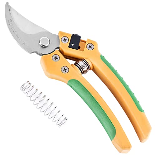 GRÜNTEK Gartenschere ALBATROSS breit mit extra Feder, Edelstahlklingen, Ergo-Griffe, Comfort Bypass Pflanzenschere, Baumschere bis Ø 18 mm, robuste Garten-, Pflanzen-, Blumen-, Reb-, und Rosenschere GRÜNTEK Gartenschere ALBATROSS breit mit extra Feder, Edelstahlklingen, Ergo-Griffe, Comfort Bypass Pflanzenschere, Baumschere bis Ø 18 mm, robuste Garten-, Pflanzen-, Blumen-, Reb-, und Rosenschere von GRÜNTEK