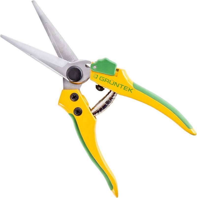 GRÜNTEK Gartenschere Blumenschere COLIBRI Long 195 mm, 163 Gramm, für Pflanzen und Blumen, Ernteschere, Pflanzenschere mit Bypass-Schneide, Soft-Touch ErgoGriffe von GRÜNTEK