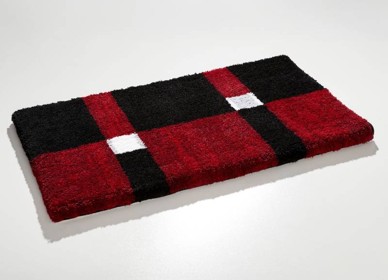 Badgarnitur mit rutschhemmender Rückseite, Größe 102 (Teppich, 60/100 cm), Rot-Schwarz von GRUND