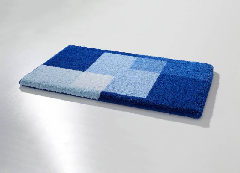 Badgarnitur von Grund mit rutschhemmender Rückseite, Größe 100 (Vorleger halbrund, 50/ 80 cm), Blau von GRUND