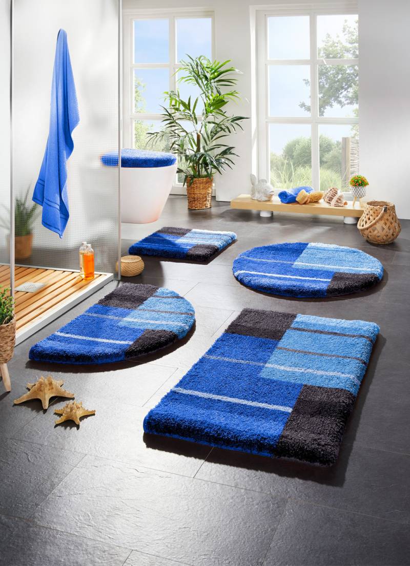 Badvorleger mit rutschhemmender Rückseite von Grund, Größe 109 (Hänge-WC-Vorleger, 50/ 50 cm), Blau von GRUND