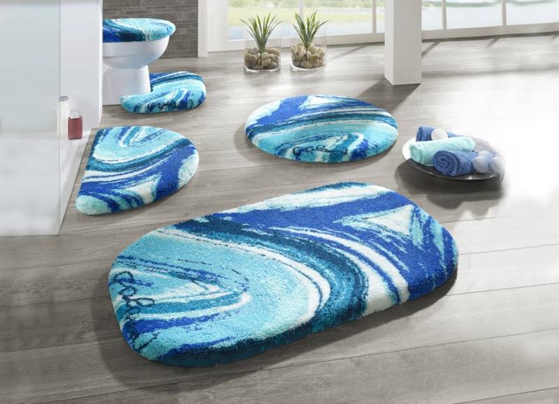 Designer-Badgarnitur in Supersoft Qualität, Größe 108 (Stand-WC-Vorleger, 50/ 60 cm), Blau von GRUND