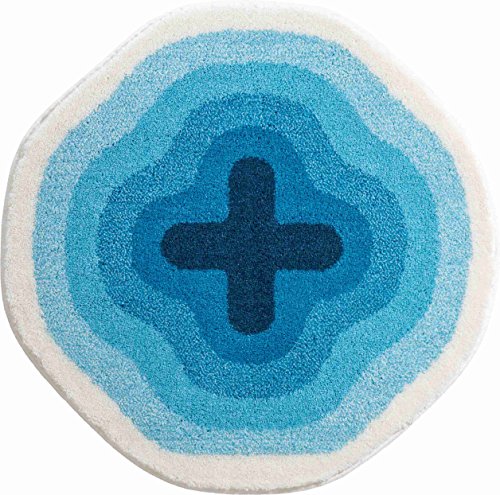 Grund KARIM RASHID Exklusiver Designer Badteppich 100% Polyacryl, ultra soft, rutschfest, ÖKO-TEX-zertifiziert, 5 Jahre Garantie, KARIM 03, Badematte 90 cm rund, blau von Grund