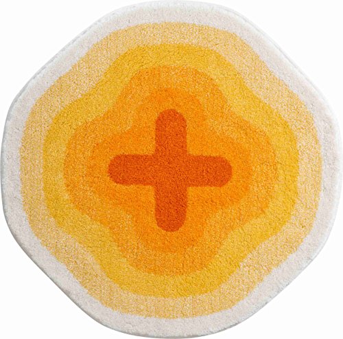 Grund KARIM RASHID Exklusiver Designer Badteppich 100% Polyacryl, ultra soft, rutschfest, ÖKO-TEX-zertifiziert, 5 Jahre Garantie, KARIM 03, Badematte 90 cm rund, gelb von Grund