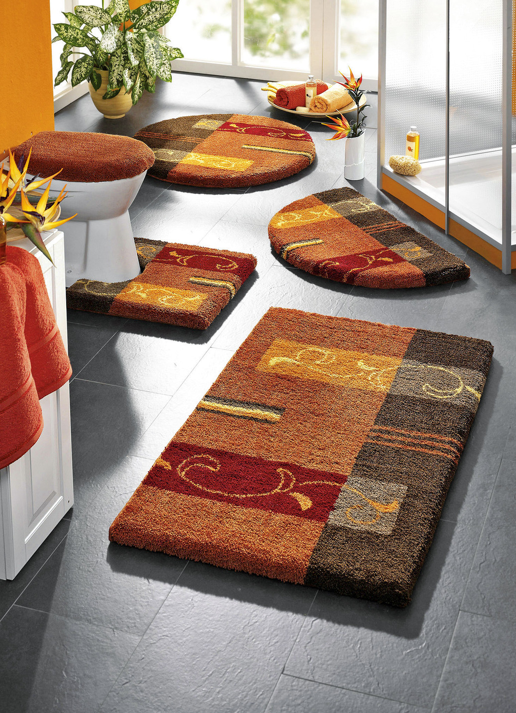 Supersoft Badgarnitur mit rutschhemmender Latexierung, Größe 107 (Teppich, 90/ 90 cm), Terra von GRUND