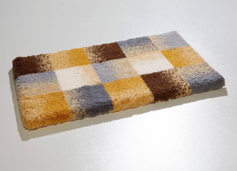 Supersoft Badgarnitur mit rutschhemmender Rückseite, Größe 106 (Teppich rund, ø 80 cm), Beige-Grau von GRUND