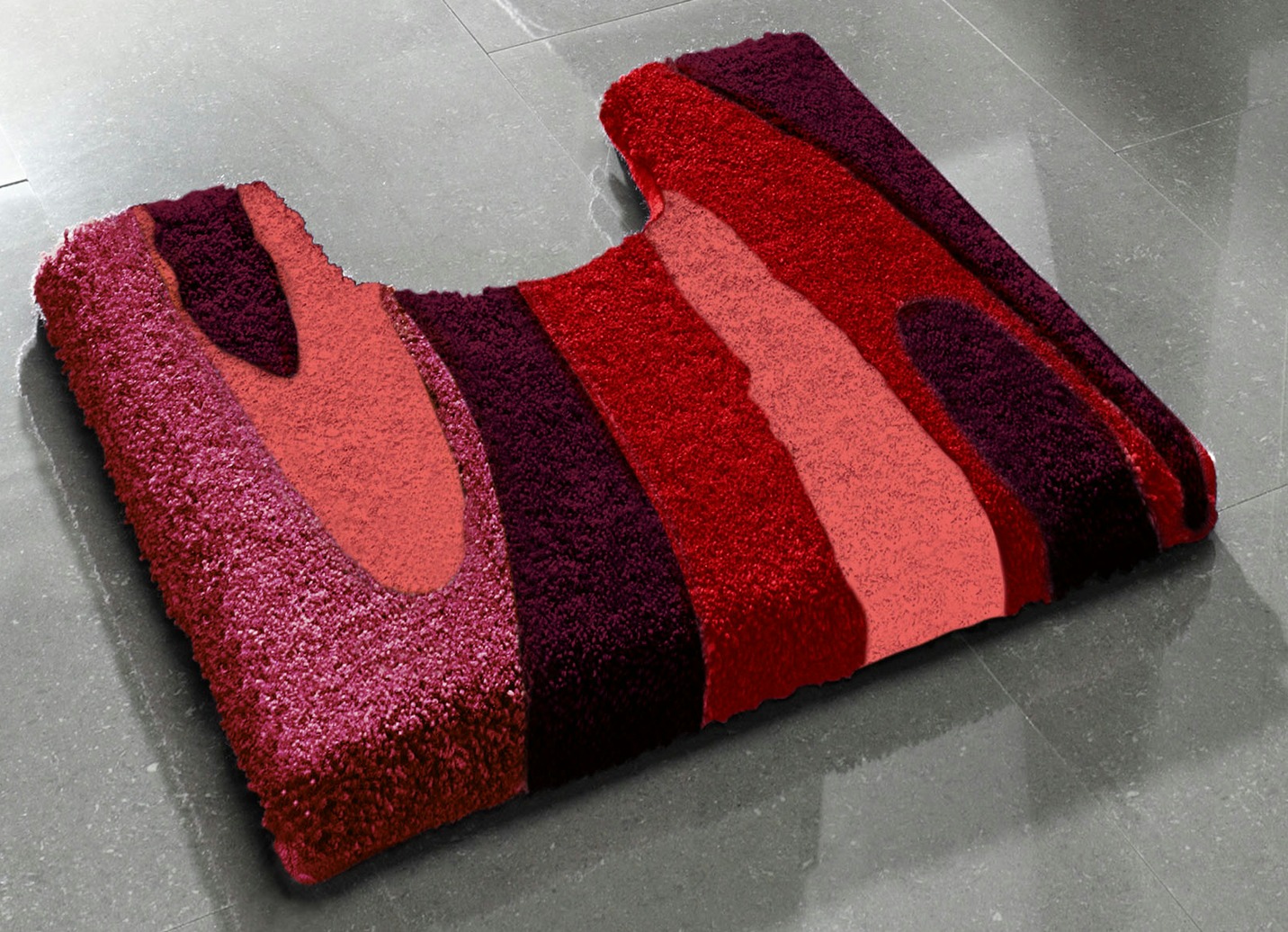 Trockner und Fußbodenheizung geeignete Badgarnitur, Größe 108 (Stand-WC-Vorleger, 50/ 50 cm), Rot von GRUND