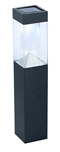 GRUNDIG 3er Set LED Solarlampe Edelstahl 6,5 x H 35,5cm / mit Erdspieß H 53cm - Solarleuchte Wegbeleuchtung Gartendekoration Lichterdeko, Schwarz von GRUNDIG