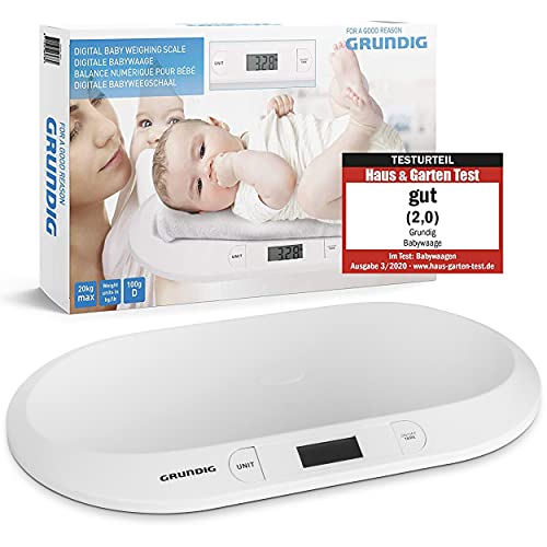 GRUNDIG Babywaage | Digitale Kinderwaage bis 20Kg | digitale LED Anzeige | Gewichtskontrolle ab Geburt | LCD Display | Tara-Funktion | hohe Ablesegenauigkeit | automatische Abschaltung (Weiß) von GRUNDIG