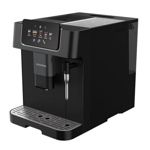 GRUNDIG KVA 6230 Kaffeevollautomat mit Milchaufschäumdüse, Edelstahlmahlwerk mit 13 Mahlgraden, 250 g Bohnenbehälter, 2 Liter abnehmbarer Wassertank, 19 Bar Pumpendruck, Touch-Display, Schwarz von GRUNDIG