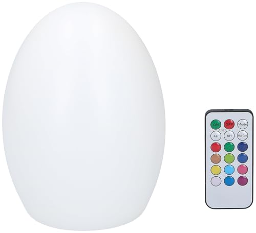 GRUNDIG LED Tischlampe in Eiform - RGB Lampe - Batteriebetriebene Tischlampe - mit Fernbedienung - Verschiedene Lichtfarben und Modi - Timerfunktion von 4 bis 8 Stunden - Kunststoff - Weiß von GRUNDIG