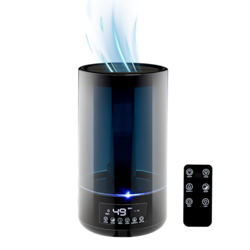 GRUNDIG Luftbefeuchter HD-1903A – Ultraschall-Luftbefeuchter 4,3L – mit Timer und Nachtlicht – Mit Fernbedienung – Schwarz von GRUNDIG