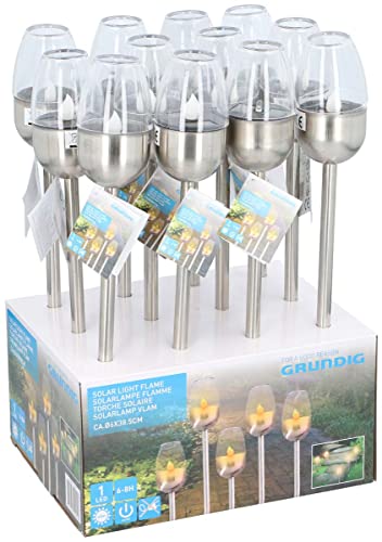 GRUNDIG Solarlampe Flamme LED 38,5 cm Edelstahl Silber von GRUNDIG