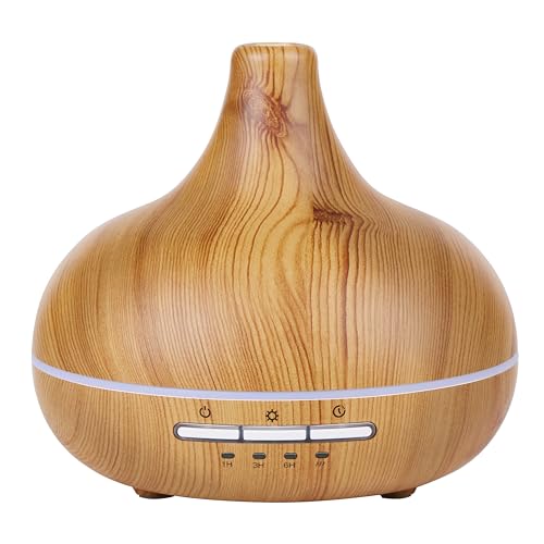 Grundig Aroma Diffuser Luftbefeuchter 300ml - Elektrischer Duftöl Diffuser Mit LED-Licht und Timer - Diffusor Für Ätherische Öle - Ohne Kabel - Bamboo, Braun von GRUNDIG