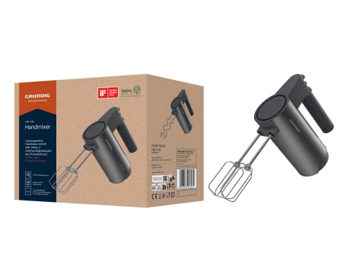 Grundig Delisia Novus™ HM 7140 Handmixer, 500 W Leistung, 4 Geschwindigkeitsstufen + Turbostufe, Hochwertige Edelstahl-Aufsätze, Soft Start: Antispritz-Funktion, Dark Inox/Schwarz von GRUNDIG