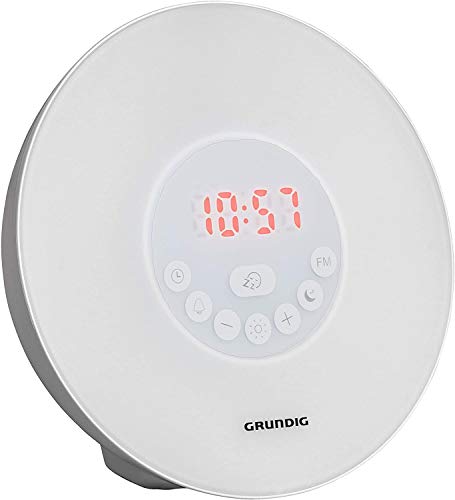 Grundig Radiowecker mit Sonnenaufgangssimulation | Stimmungslicht mit verschiedenen LED-Farben | Aufwachen durch natürliche Klänge oder Radio| Schlummer-Funktion von GRUNDIG