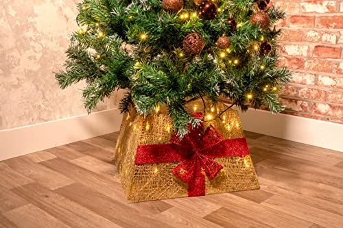 Grundig Weihnachtsbaumständer Geschenk – Weihnachtsbaum Kragen mit Weihnachtsbeleuchtung 40 LED-Lichter – Weihnachtsbaum Rock Korb – Weihnachtsbaum Standard 45x45x27,5cm – Christmas Tree Skirt Red von GRUNDIG