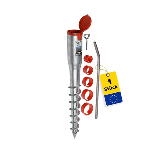 GRUNDLINE - Pfostenträger rund Ø 26 bis 60 mm - Bodenanker zum eindrehen - Schraubfundament - Einschraub Bodenhülsen - Stützenfuß - Erdanker - Erdspieß - Bodenhülse Sonnenschirm - Wäschespinne GRUNDLINE - Pfostenträger rund Ø 26 bis 60 mm - Bodenanker zum eindrehen - Schraubfundament - Einschraub Bodenhülsen - Stützenfuß - Erdanker - Erdspieß - Bodenhülse Sonnenschirm - Wäschespinne von GRUNDLINE