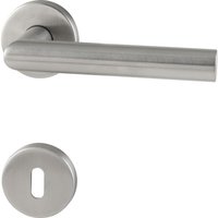 Grundmann - Drückergarnitur L-Form, Türgriff + Rosette bb, Edelstahl matt von GRUNDMANN