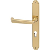 Grundmann - Feuerschutz Drückergarnitur pz 88 Alt Wien auf Langschild für Türstärke 38-72mm din 18 273FS, Messing poliert von GRUNDMANN