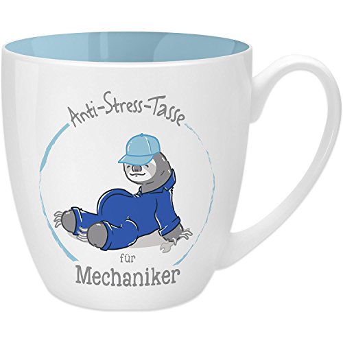 GRUSS & CO Anti-Stress-Tasse Motiv "Mechaniker" | Tasse mit Spruch, 45 cl, New Bone China | Geschenk lustig | 45497 von GRUSS & CO