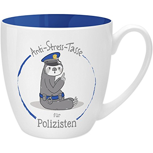 GRUSS & CO Anti-Stress-Tasse Motiv "Polizisten" | Tasse mit Spruch, 45 cl, New Bone China | Geschenk lustig | 45498 von GRUSS & CO