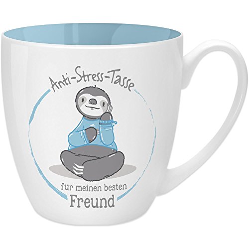 Gruss & Co 45510 Anti-Stress Tasse für den Freund, 45 cl, Geschenk, New Bone China, Blau, 9.5 cm von GRUSS & CO