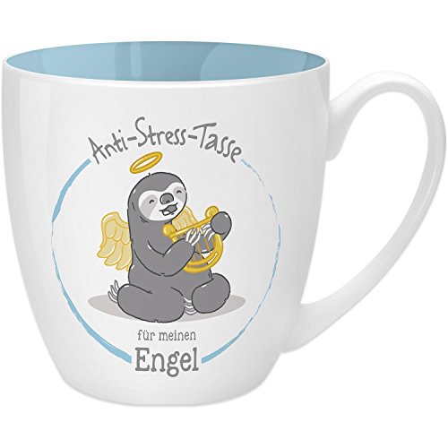 GRUSS & CO Anti-Stress-Tasse Motiv "Engel" | Tasse mit Spruch, 45 cl, New Bone China | Geschenk Danke | 45515 von GRUSS & CO