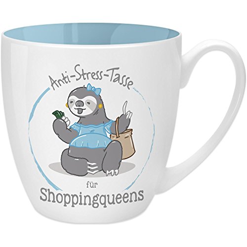 GRUSS & CO Anti-Stress-Tasse Motiv "Shoppingqueen" | Tasse mit Spruch, 45 cl, New Bone China | Geschenk lustig | 45521 von GRUSS & CO