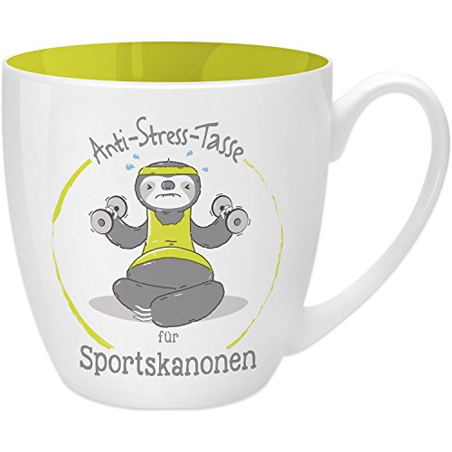 GRUSS & CO Anti-Stress-Tasse Motiv "Sportskanonen" | Tasse mit Spruch, 45 cl, New Bone China | Geschenk lustig | 45522 von GRUSS & CO