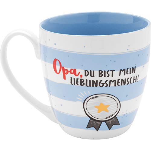 Sheepworld - 46535 - Tasse, Porzellan, Opa, du bist mein Lieblingsmensch!, blau, weiß, Höhe: 10 cm, 450 ml von GRUSS & CO