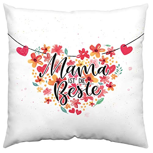 GRUSS & CO 46897 Spruch Mama ist die Beste, 40 cm x 40 cm Kissen, Mehrfarbig, 1 Stück (1er Pack) von GRUSS & CO