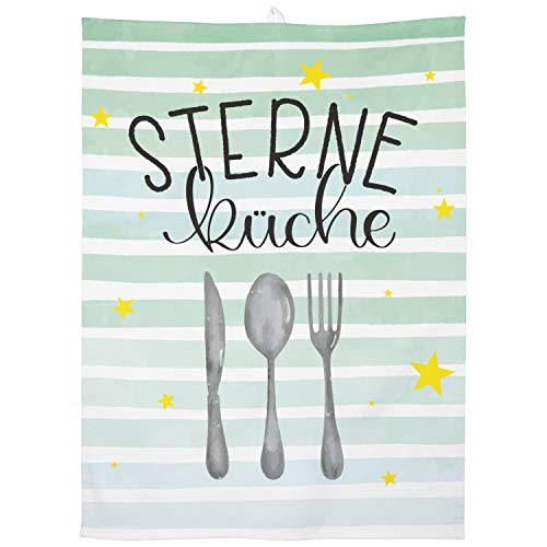 GRUSS & CO Geschirrtuch Motiv "Sterneküche" | Baumwolle, 60 cm x 45 cm, farbiger Motivdruck | Geschenk, Küche, Kochen, Grillen | 47105 von GRUSS & CO