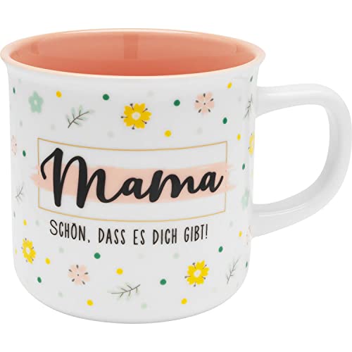 GRUSS & CO Tasse mit Motiv "Mama" | Kaffeetasse aus Porzellan, 40 cl, Innenglasur in Rosa | Geschenkbox, Geschenk für Mama, Muttertag, Geburtstag | 47392 von GRUSS & CO