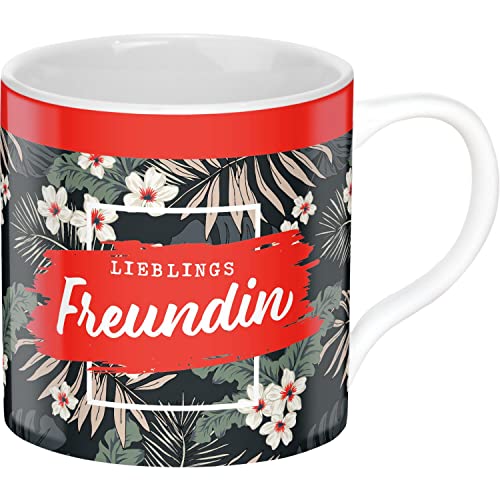 GRUSS & CO 47631 Tasse Freundin, Porzellan, 45 cl, Dschungel-Print, Rot von GRUSS & CO