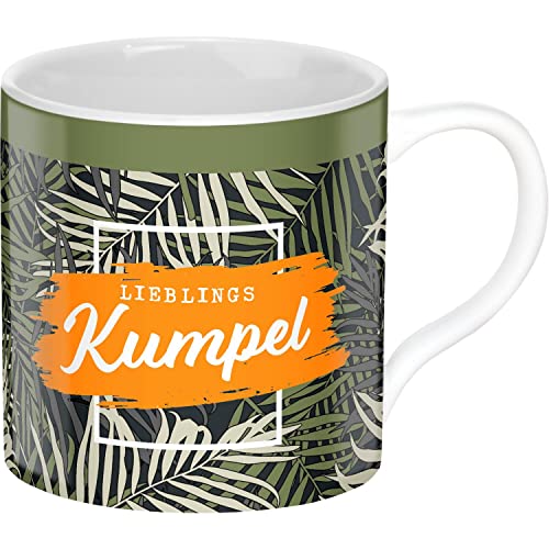 GRUSS & CO 47632 Tasse Kumpel, Porzellan, 45 cl, Dschungel-Print, Grün von GRUSS & CO