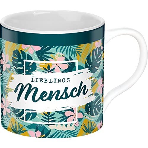 GRUSS & CO 47636 Tasse Mensch, Porzellan, 45 cl, Dschungel-Print, Mehrfarbig von GRUSS & CO