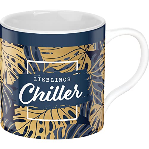 GRUSS & CO 47639 Tasse Motiv Chiller, Porzellan, 45 cl, Dschungel-Print, Mehrfarbig von GRUSS & CO