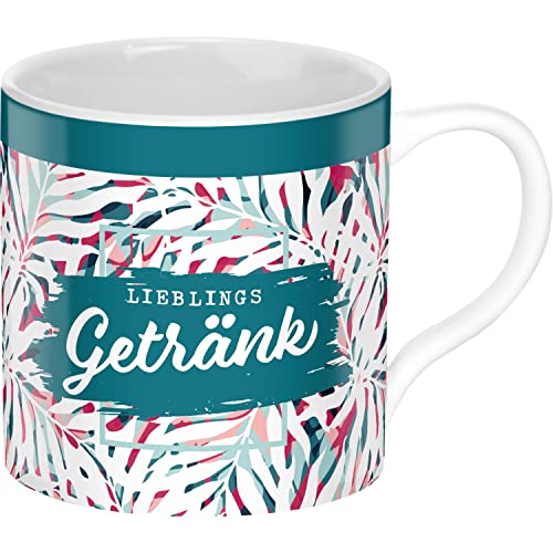 GRUSS & CO 47646 Tasse Lieblingsgetränk, Porzellan, 45 cl, Dschungel-Print, Mehrfarbig von GRUSS & CO