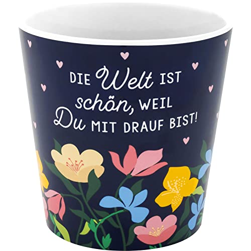 Gruss & CO Blumentopf Motiv Garten | Steinzeug, 10,5 cm, Mehrfarbig | Geschenk Blumen, Geburtstag | 47666 von GRUSS & CO