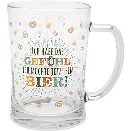 GRUSS & CO Bierglas mit Spruch "Gefühl" | Glas, 60 cl, Bierglas mit Motiv | Männergeschenk, Geschenk lustig | 47837 von GRUSS & CO