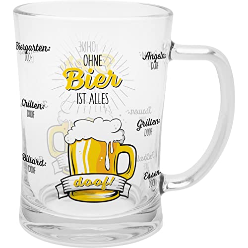 GRUSS & CO Bierglas mit Spruch "Ohne Bier" | Glas, 60 cl, Bierglas mit Motiv | Männergeschenk, Geschenk lustig | 47840 von GRUSS & CO