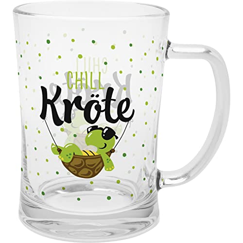 GRUSS & CO Bierglas mit Spruch Chillkröte | Glas, 60 cl, Bierglas mit Motiv | Männergeschenk, Geschenk lustig | 47842 von GRUSS & CO