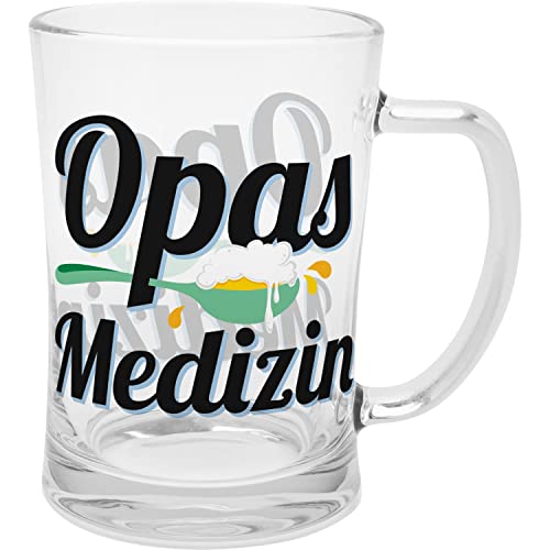 GRUSS & CO Bierglas mit Spruch "Opas Medizin" | Glas, 60 cl, Bierglas mit Motiv | Männergeschenk, Geschenk lustig | 47843 von GRUSS & CO