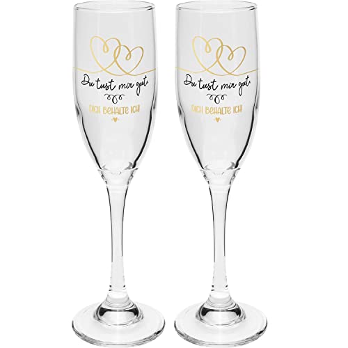 GRUSS & CO Sektglas Set Motiv "Tust" | Sektgläser mit Spruch, mehrfarbig bedruckt, Glas, 20 cl | Geschenk Paare, Hochzeit | 47880 von GRUSS & CO