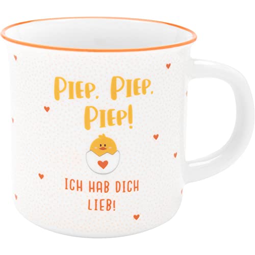 GRUSS & CO Tasse Motiv "Piep" | Kaffeetasse, New Bone China, 35 cl, Tasse mit Spruch | Geschenk, Geburtstag, Ostern | 48036 von GRUSS & CO