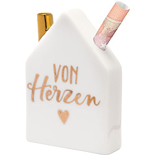 GRUSS & CO 49930 Porzellan-Haus für Geldgeschenk Von Herzen, Höhe 6,5 cm Porzellanfigur, Weiß GRUSS & CO 49930 Porzellan-Haus für Geldgeschenk Von Herzen, Höhe 6,5 cm Porzellanfigur, Weiß von GRUSS & CO